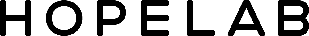 Black text logo that reads "HOPELAB" in bold, sans-serif capital letters on a transparent background.