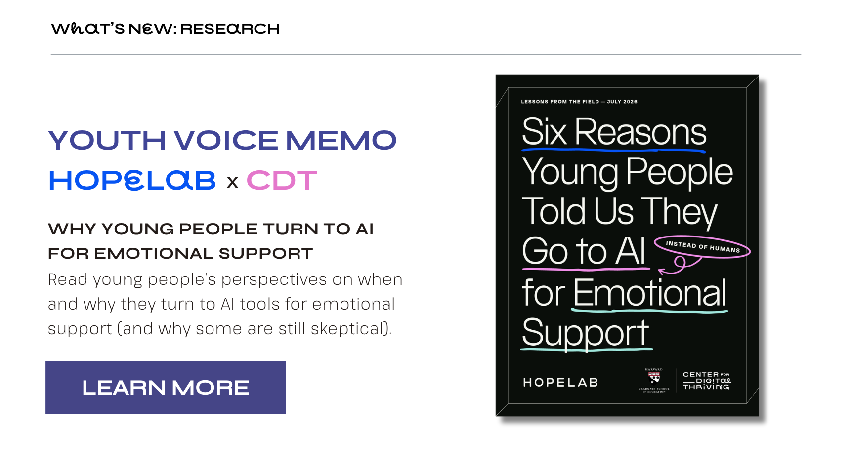 Hopelab x CDT Research Memo: Youth AI Emotional Support